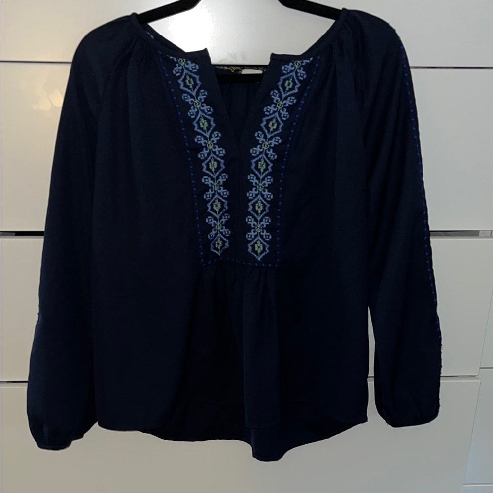 GAP Black Embellished 3/4 Sleeve Blouse